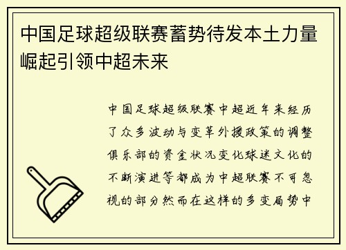 中国足球超级联赛蓄势待发本土力量崛起引领中超未来